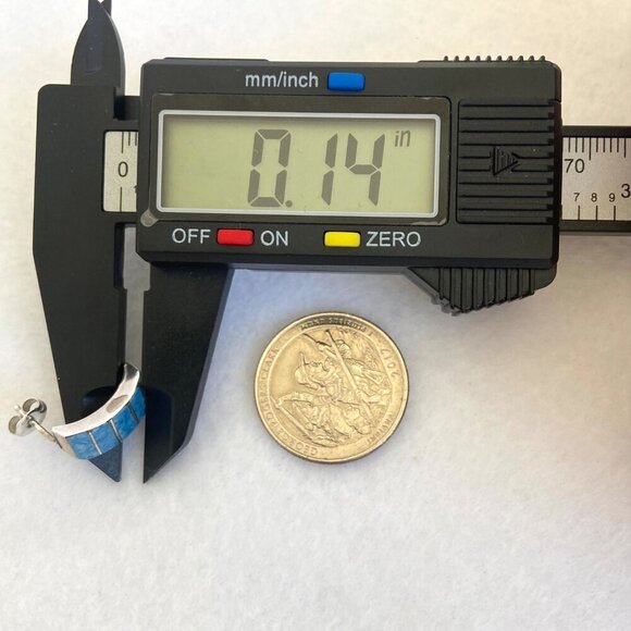 Sterling Silver 925 Southwest Style Blue Sodalite Inlay Quarter Hoop Earrings - Picture 16 of 16